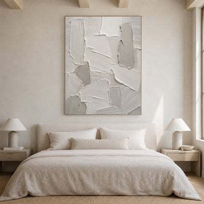 Gray 3D Textured Plaster Painting Japandi Wabi-Sabi Knife Stroke Tactile Abstract Minimalist Luxe Wall Decor AURA764