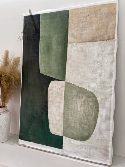 General Abstract Green Beige Wall Art for Home Decor AURA285