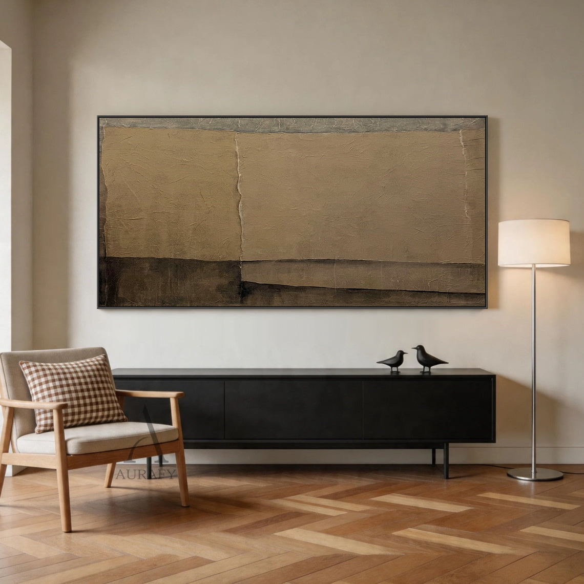 Wabi Sabi Plaster Textured Abstract Art Japandi Beige Brown Tactile Sculpted Canvas Minimalist Wall Painting AURA739