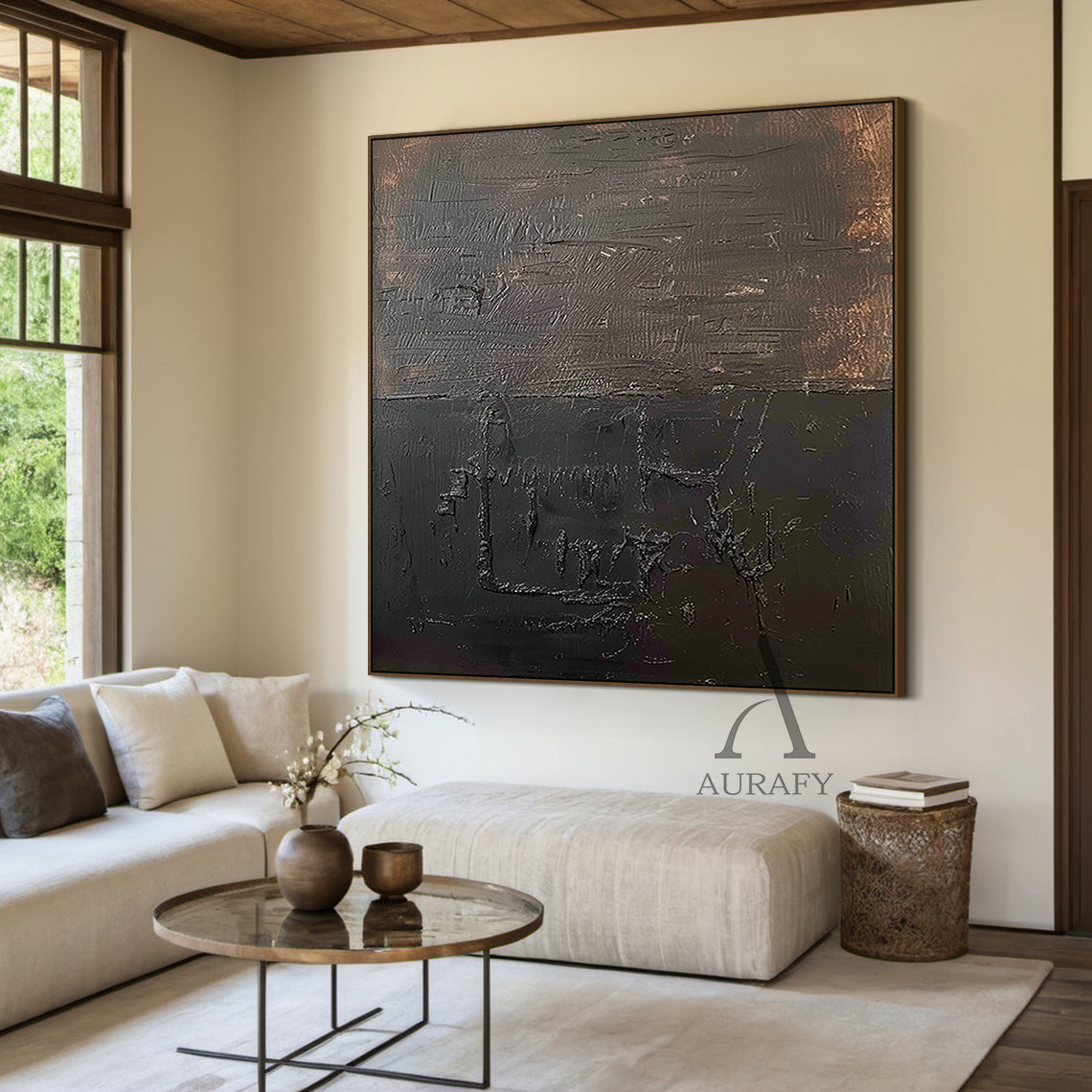 General Abstract Brown Art Thick Impasto Tactile Surface Scratched Industrial Retro Texture AURA477