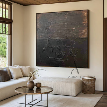 General Abstract Brown Art Thick Impasto Tactile Surface Scratched Industrial Retro Texture AURA477