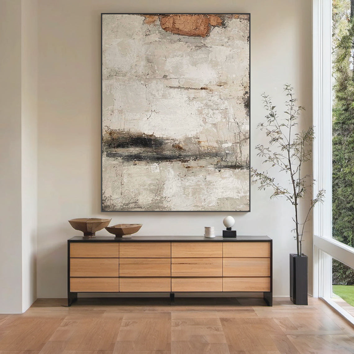 Urban Erosion Painting – Rust & Neutral Tones – AURA027(Vertical)