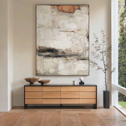 Urban Erosion Painting – Rust & Neutral Tones – AURA027(Vertical)