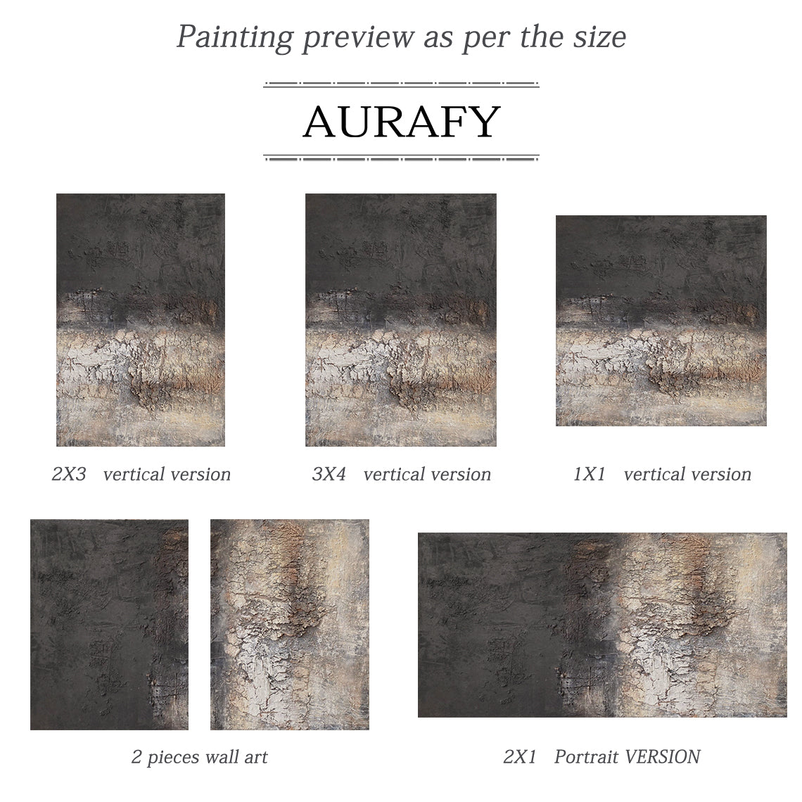 Eroded Calm — Charcoal Beige Textured Wall Art – AURA071