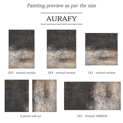 Eroded Calm — Charcoal Beige Textured Wall Art – AURA071