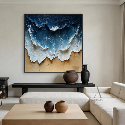 Modern Blue Yellow 3D Textured Painting Home Wall Art Decor AURA397