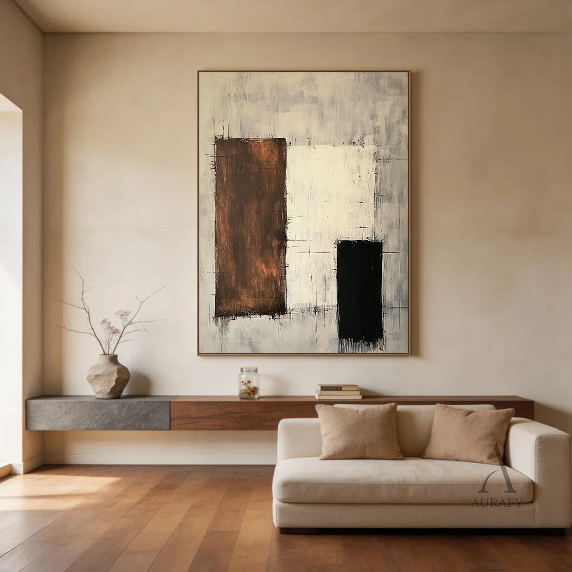 Beige General Abstract Wall Art for Living Room Bedroom Decor AURA377