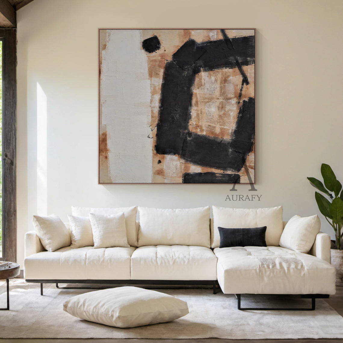 Stylish Yellow Black Abstract Wall Art For Modern Home Decor AURA239