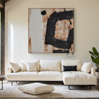 Stylish Yellow Black Abstract Wall Art For Modern Home Decor AURA239