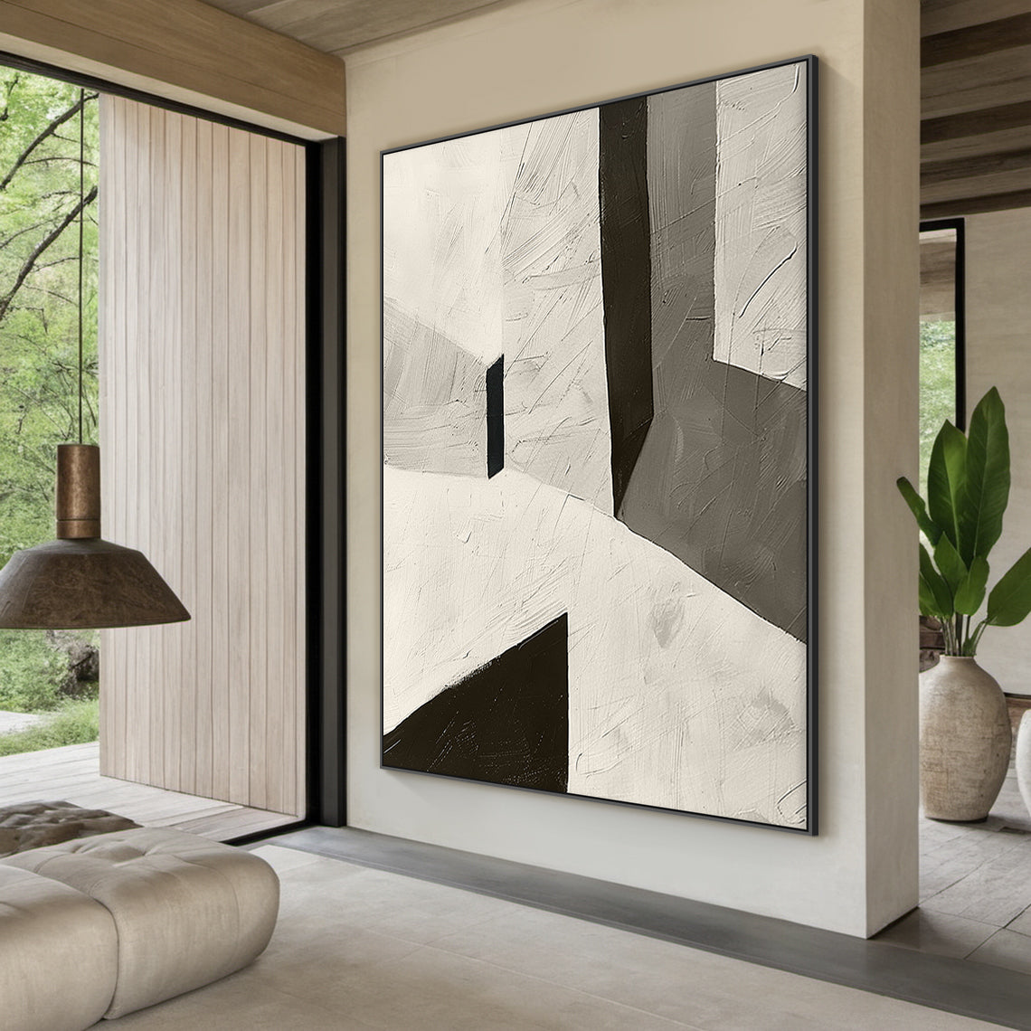 Silent Geometry-Black & Beige Spatial Field-AURA107