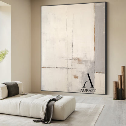 Minimalist Wall Art Beige Japandi Tactile Plaster Mottled Texture Brushstroke Abstract Art AURA548
