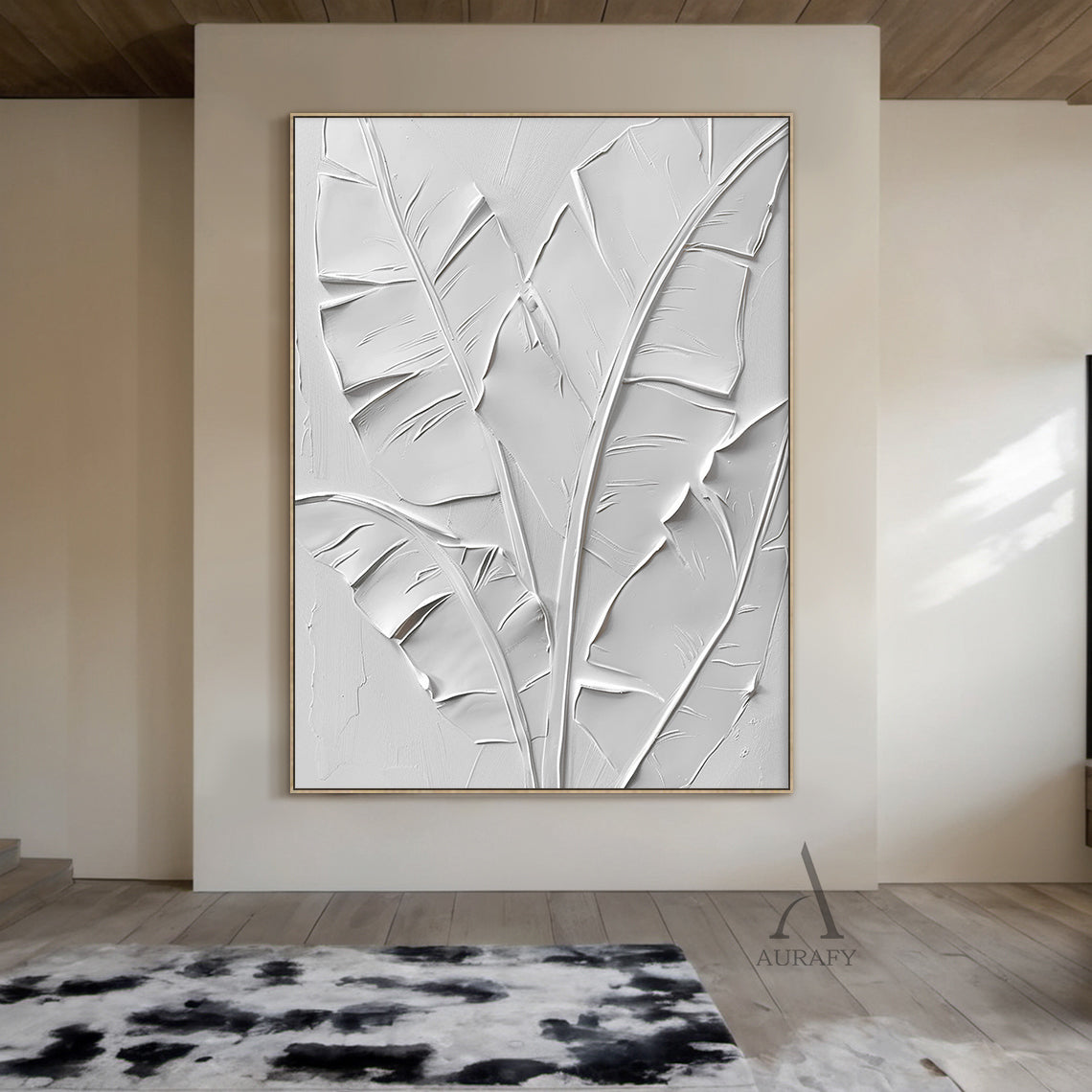 Modern Beige 3D Textured Painting for Living Room Home Decor AURA295