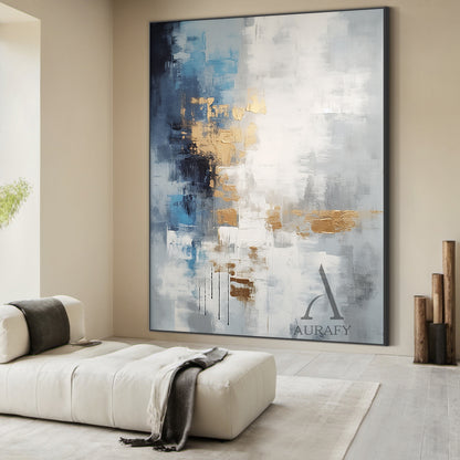 Abstract Wall Art Minimalist Luxe with High Relief Gold Tactile Surface Knife Strokes Black Drips AURA487