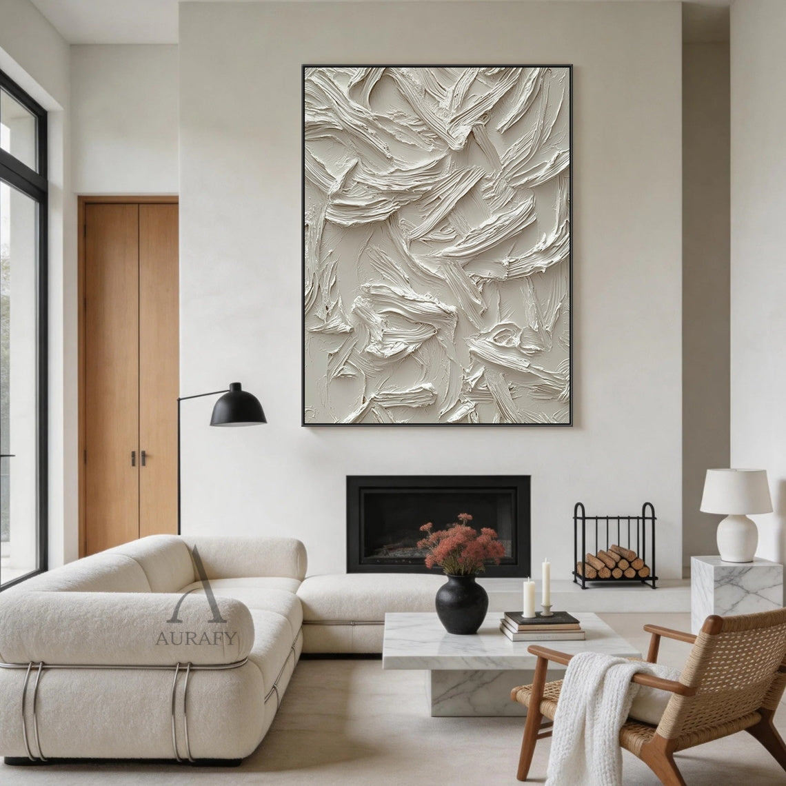 Minimalist Black Wall Art Sculpted High-Relief Tactile Matte Ribbed Modern Organic Design AURA424