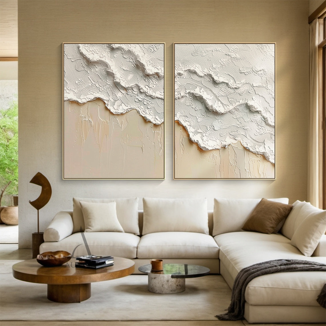 Beige Coastal Texture Wall Art Set of 2 - AURA673
