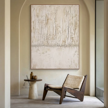 Beige Abstract Wabi-Sabi Wall Art Cracked Plaster Texture Tactile Surface Modern Organic AURA445