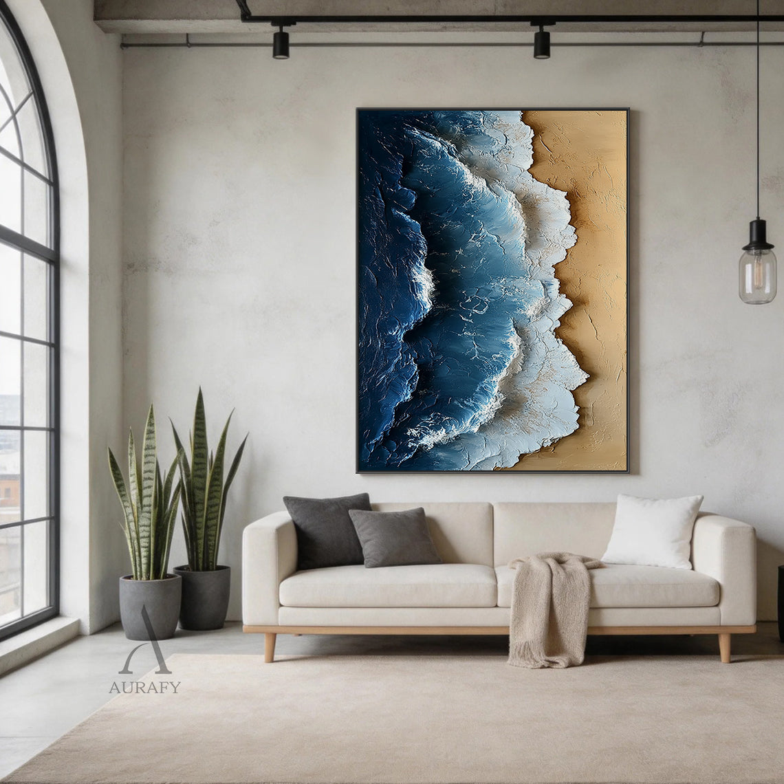 Modern Blue Yellow 3D Textured Painting Home Wall Art Decor AURA397