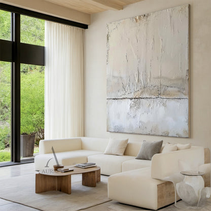 White Textured Minimalist Wall Art - AURA692