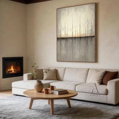 Abstract Beige Gray Modern Wall Art Decor for Living Room AURA360