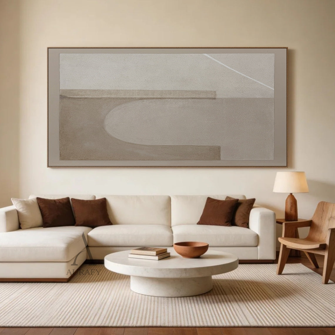 Beige Abstract Wabi-Sabi Plaster Textured Japandi Minimalist Luxe Tactile Canvas Modern Organic Wall Artwork AURA731