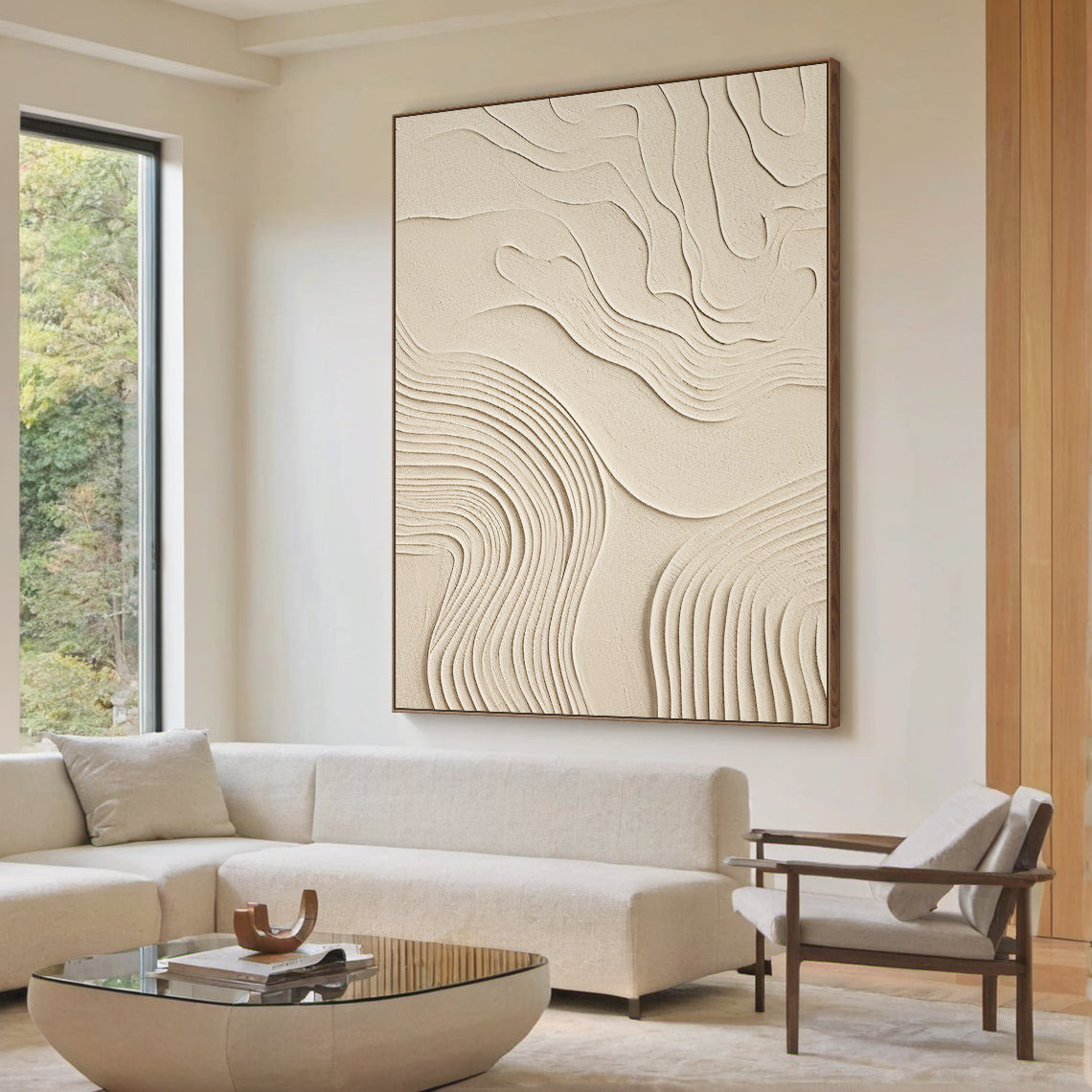 Organic Swirl Canvas – Cream Tones – AURA047(Vertical)