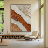 3D Textured Beige Brown Painting with Knife Strokes Tactile Surface Modern Organic Minimalist Luxe AURA448
