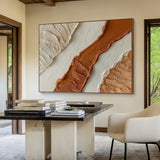 3D Textured Beige Brown Painting with Knife Strokes Tactile Surface Modern Organic Minimalist Luxe AURA448