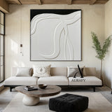 3D Textured Abstract Painting Black White High-Relief Tactile Modern Organic Luxe Artwork AURA513