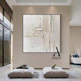 3D Textured Beige Abstract Painting Tactile High-Relief Sculpted Canvas Modern Minimalist Art AURA524
