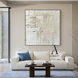 3D Textured Beige Abstract Painting Tactile Surface Sculpted Canvas Japandi Minimalist Art AURA526