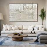 3D Textured Beige Abstract Painting Tactile Surface Sculpted Canvas Japandi Minimalist Art AURA526