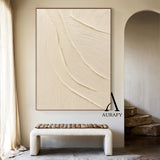 3D Textured Beige Abstract Art Tactile Surface Sculpted Wave Minimalist Luxe Japandi Wall Decor AURA528