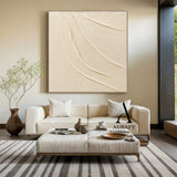 3D Textured Beige Abstract Art Tactile Surface Sculpted Wave Minimalist Luxe Japandi Wall Decor AURA528