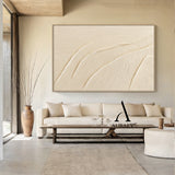 3D Textured Beige Abstract Art Tactile Surface Sculpted Wave Minimalist Luxe Japandi Wall Decor AURA528