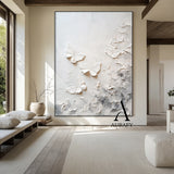 3D Textured Beige Butterfly Painting High-Relief Tactile Surface Modern Organic Minimalist Luxe Art AURA532