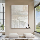 3D Textured Beige Painting Impasto Knife Strokes High-Relief Tactile Modern Organic Wall Art AURA527