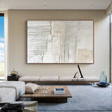 3D Textured Beige Painting Impasto Knife Strokes High-Relief Tactile Modern Organic Wall Art AURA527