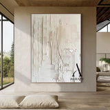 3D Textured Beige Painting Knife Strokes High-Relief Plaster Tactile Minimalist Luxe Artwork AURA525