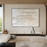3D Textured Beige Painting Knife Strokes High-Relief Plaster Tactile Minimalist Luxe Artwork AURA525