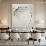 3D Textured Beige AurafyArt Wave Painting Impasto Knife Strokes Sculpted Tactile High-Relief Minimalist AURA534