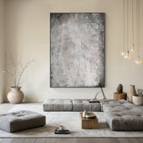 3D Textured Gray Abstract Painting Tactile Mottled Knife Strokes Modern Sculpted Canvas AURA479
