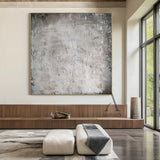 3D Textured Gray Abstract Painting Tactile Mottled Knife Strokes Modern Sculpted Canvas AURA479