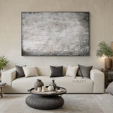 3D Textured Gray Abstract Painting Tactile Mottled Knife Strokes Modern Sculpted Canvas AURA479