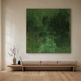 3D Textured Green Abstract Painting Sculpted Tactile High-Relief Surface Dark Gold Accents AURA466