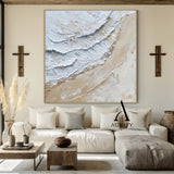 3D Textured Painting White Beige High-Relief Plaster Tactile Surface Minimalist Luxe Artwork AURA533