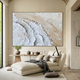 3D Textured Painting White Beige High-Relief Plaster Tactile Surface Minimalist Luxe Artwork AURA533