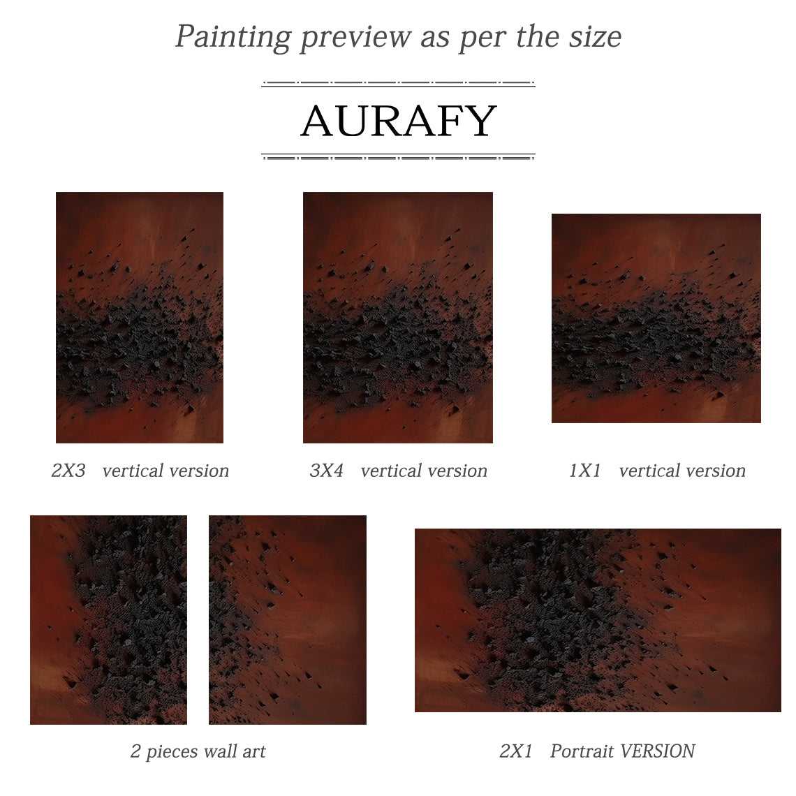 Wabi Sabi Brown Red Textured Abstract Living Room Wall Art AURA210