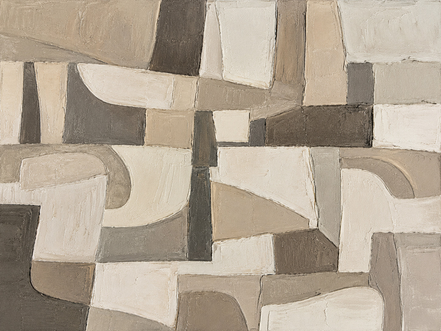 Wabi-Sabi Brown Beige Textured Abstract Plaster Knife Stroke Japandi Minimalist Modern Home Wall Art AURA706
