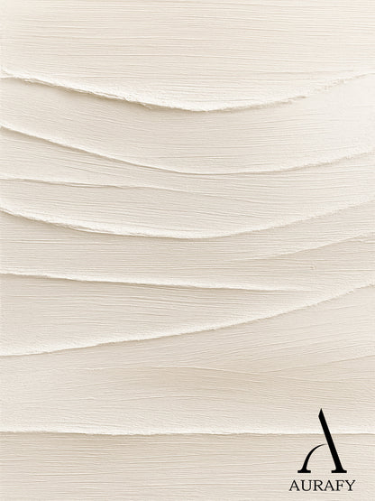 Minimalist Wall Art Beige Impasto Wave Texture Tactile Sculpted Canvas Minimalist Luxe Artwork AURA553