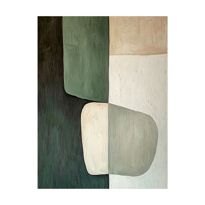 Abstract Green Beige Art with Tactile Brushstroke Texture Modern Organic Minimalist Work AURA612